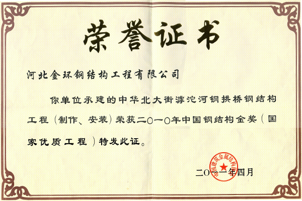 中華北大街滹沱河鋼拱橋<br>鋼結構金獎